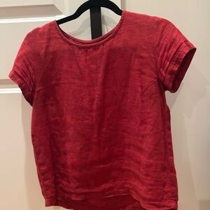 Chic Red Short Sleeve Women's Top